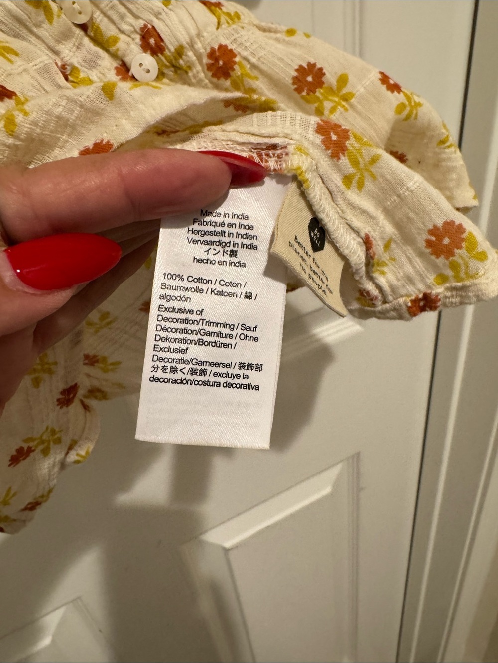 Madewell Sophia Cream wild calendula Floral Puff-Sleeve Button-Front Top - Picture 3 of 6